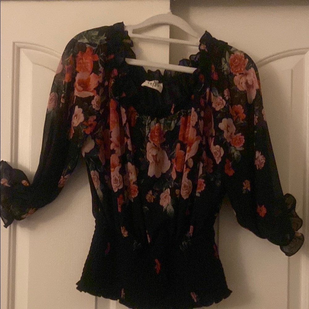 Floral Black Blouse